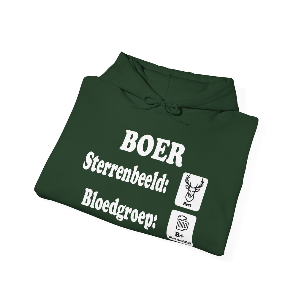 Stoere hoodie voor loonwerkers met humoristisch sterrenbeeld hert ontwerp.