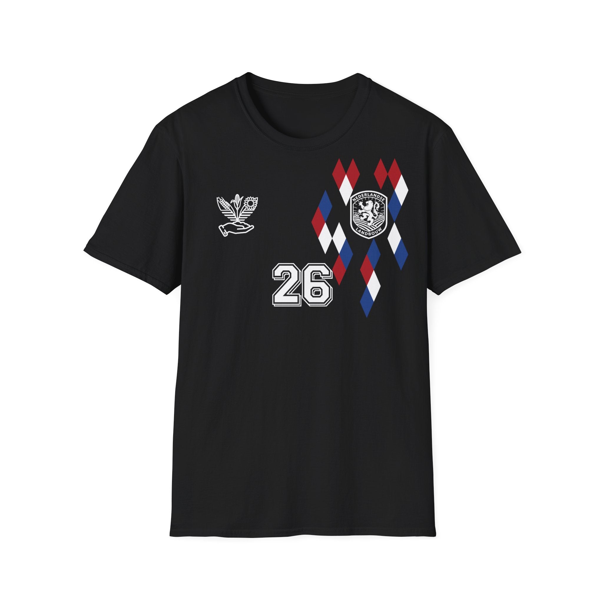 Gepersonaliseerd Oogsthelper Shirt Nederland 2026 met naam en rugnummer.