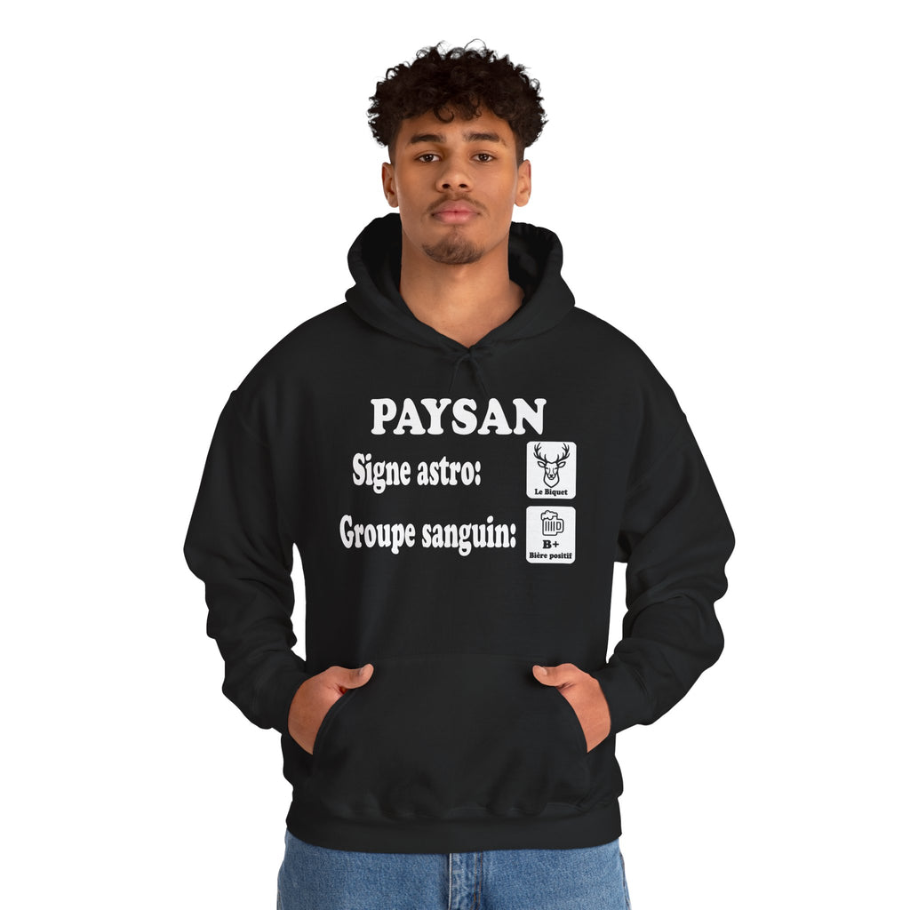Sweat à capuche paysan en coton robuste, clin d'œil à la marque au cerf.