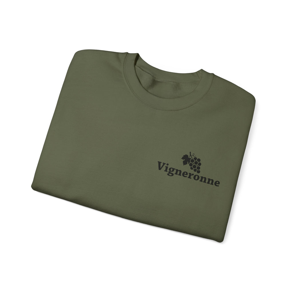 Sweatshirt Vigneronne vert forêt, douceur et chaleur pour la vie à la campagne.