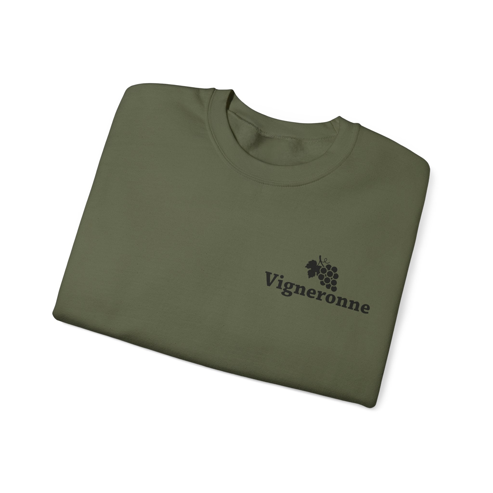 Sweatshirt Vigneronne vert forêt, douceur et chaleur pour la vie à la campagne.