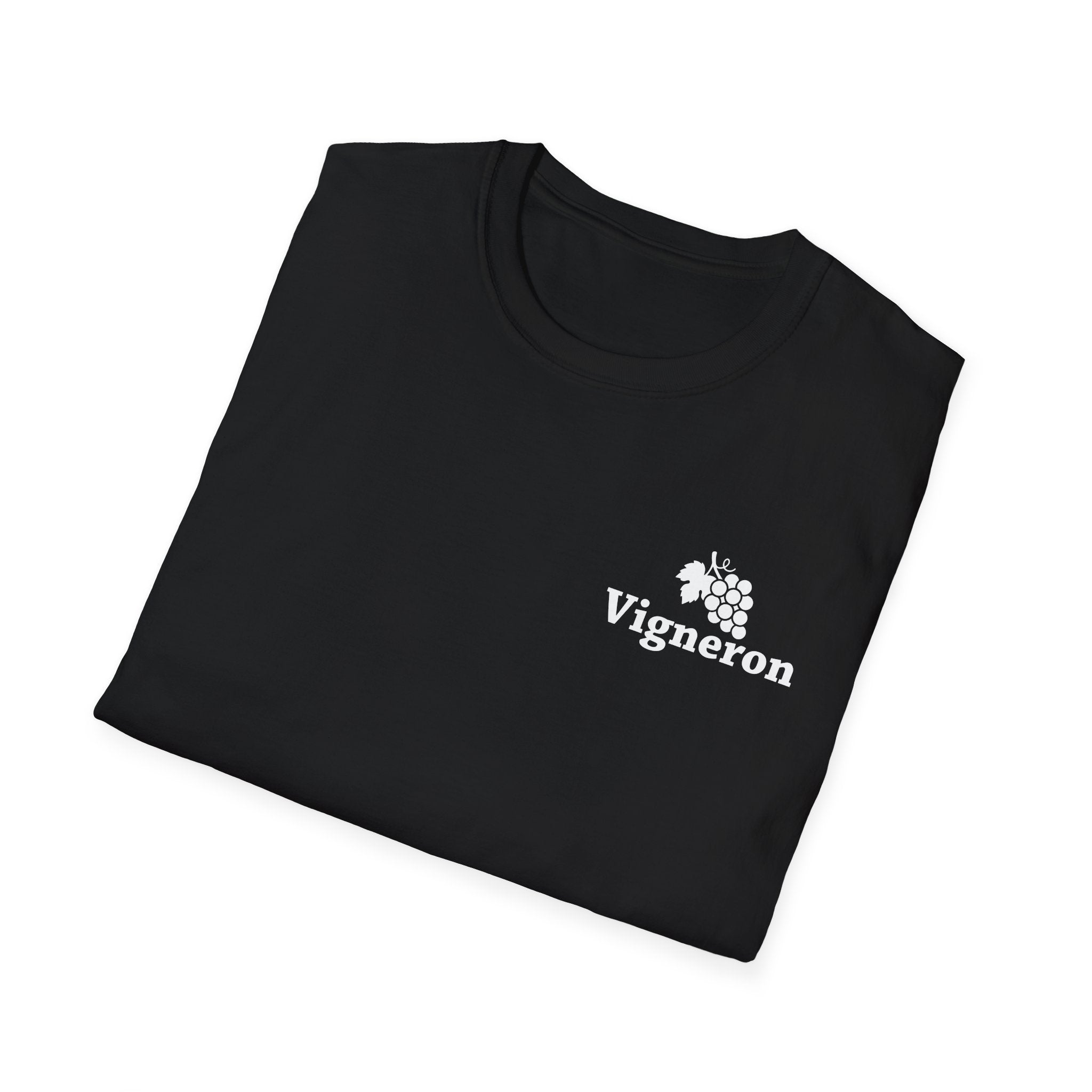 T-shirt Vigneron mit logo discret, essentiel pour les passionnés de viticulture.