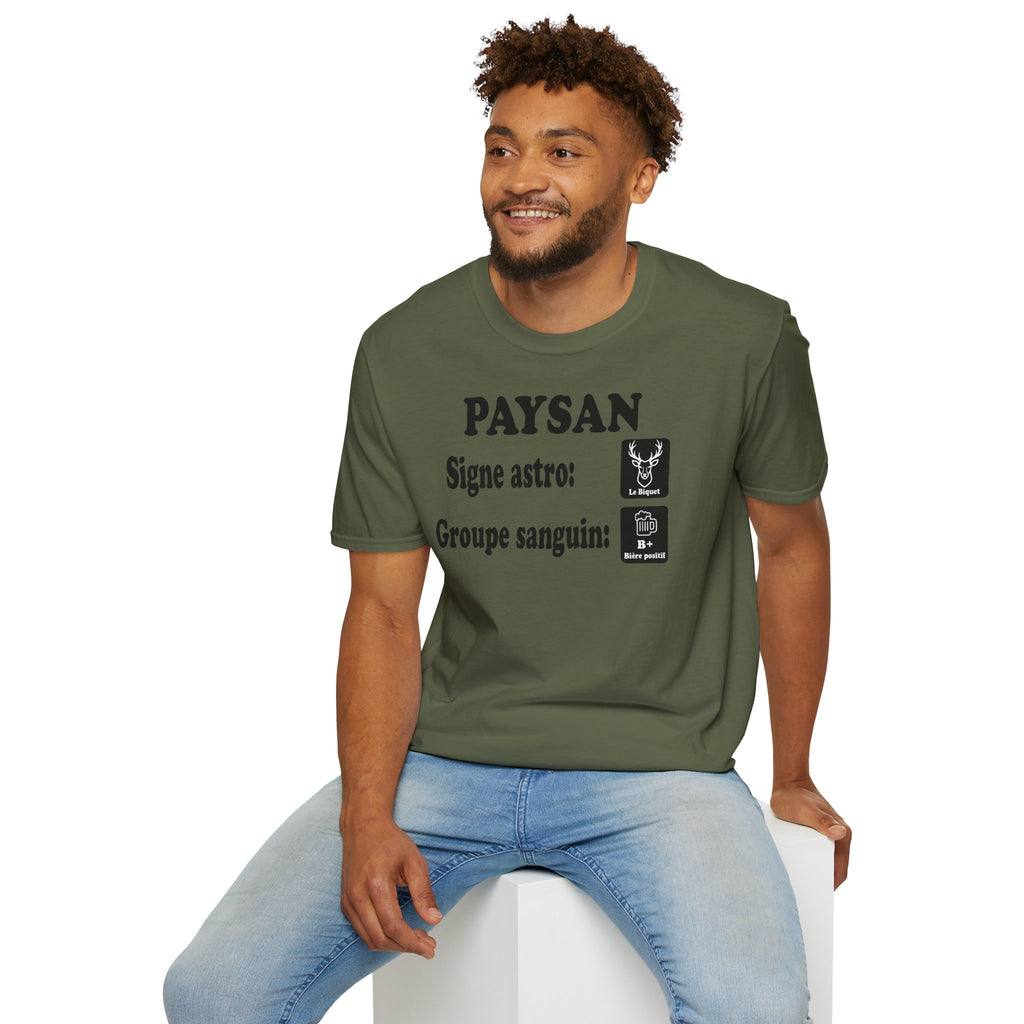 T-shirt paysan humour pour les fans de mécanique agricole verte et jaune.