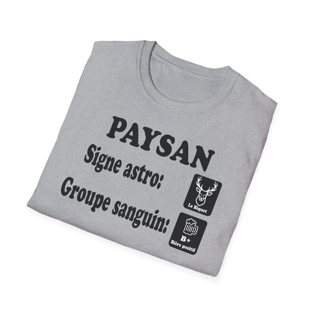 Vêtement d'été léger pour agriculteur avec marquage humour groupe sanguin bière.